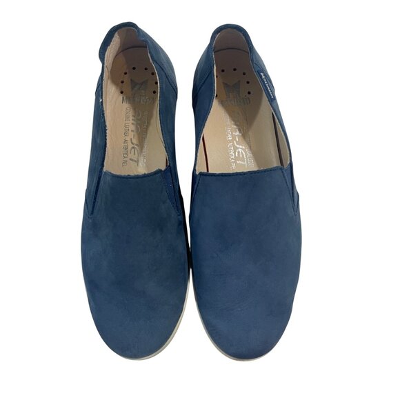 Mephisto women's shoes 7 blue leather flats round toe soft slip on Air Jet - Picture 1 of 9